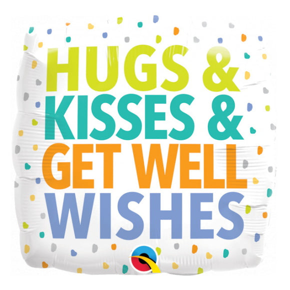 Hugs & Kisses & Get Well Wishes - Helium Balloon
