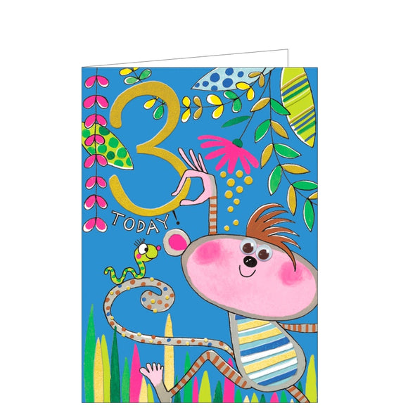 Monkey - 3rd Birthday card