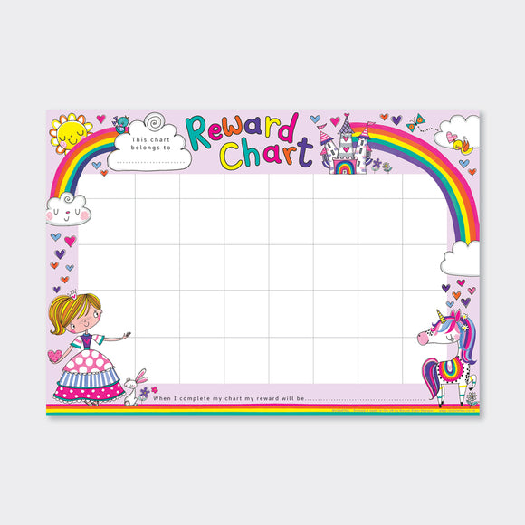 This reward chart from designer Rachel Ellen is decorated with brightly coloured princesses, rainbows and unicorns. Complete with a sheet of 32 fairytale-themed stickers kids will love using this rewardchart, making it ideal for tracking chores, or learning a new skill like potty training.
