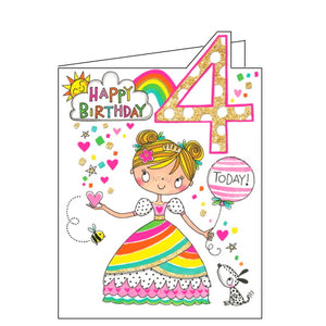 Rachel Ellen princess 4th birthday card