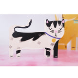This adorable and unusual blank greetings card is cut into the shape of a lovely black and white cat, complete with a smart collar and pink heart-shaped nose. This card is blank inside so can be used for any occasion.