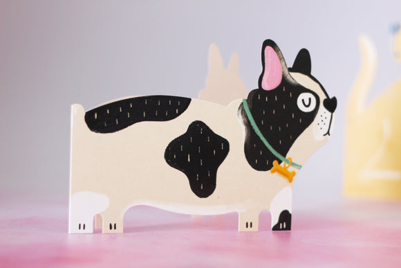 French Bulldog Dog die-cut greetings card