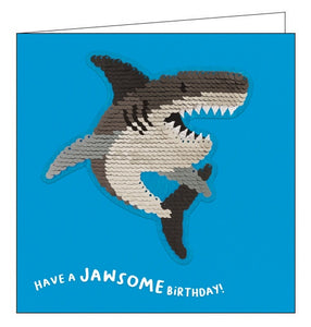 Shark Sequin Patch - Birthday card