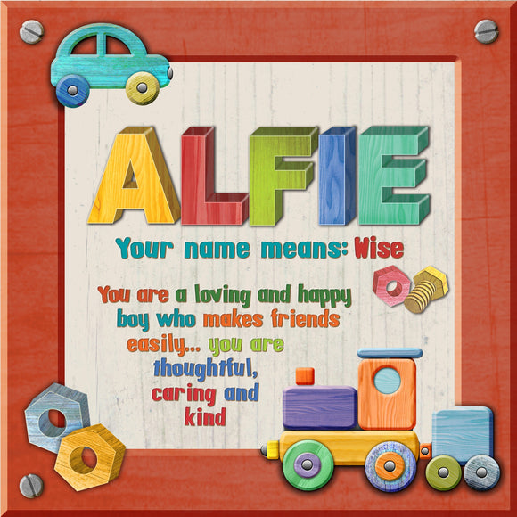 Tidybirds name meanings name definition plaque for kids ALFIE Nickery Nook