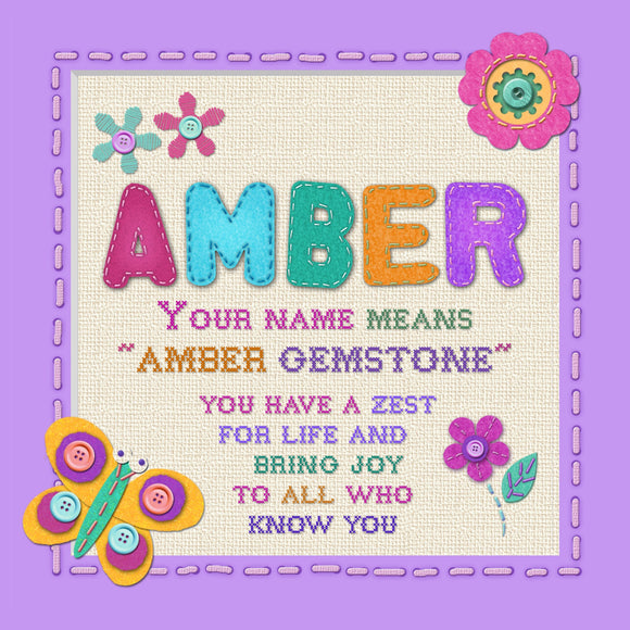 Tidybirds name meanings name definition plaque for kids AMBER Nickery Nook
