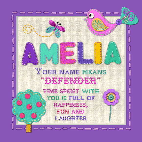 Tidybirds name meanings name definition plaque for kids AMELIA Nickery Nook