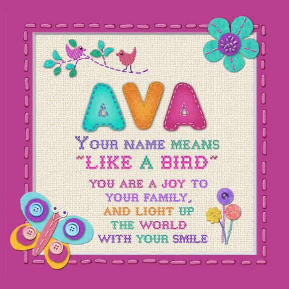 Tidybirds name meanings name definition plaque for kids AVA Nickery Nook