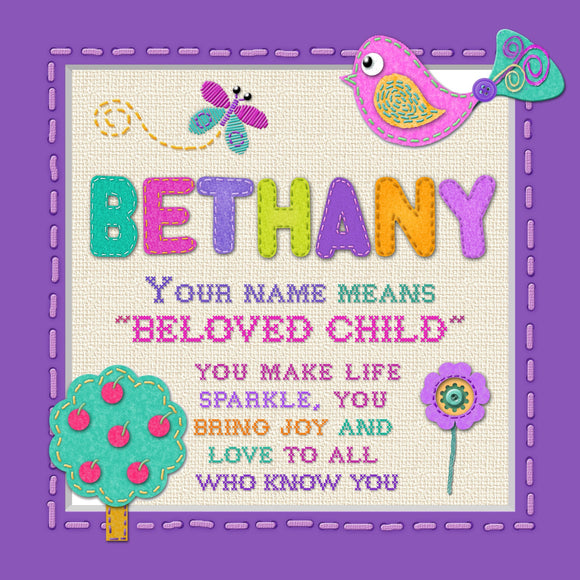 Tidybirds name meanings name definition plaque for kids BETHANY Nickery Nook