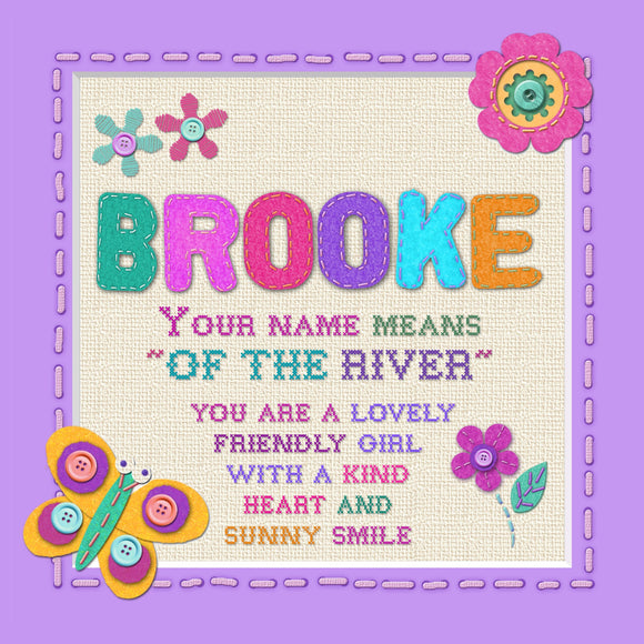 Tidybirds name meanings name definition plaque for kids BROOKE Nickery Nook