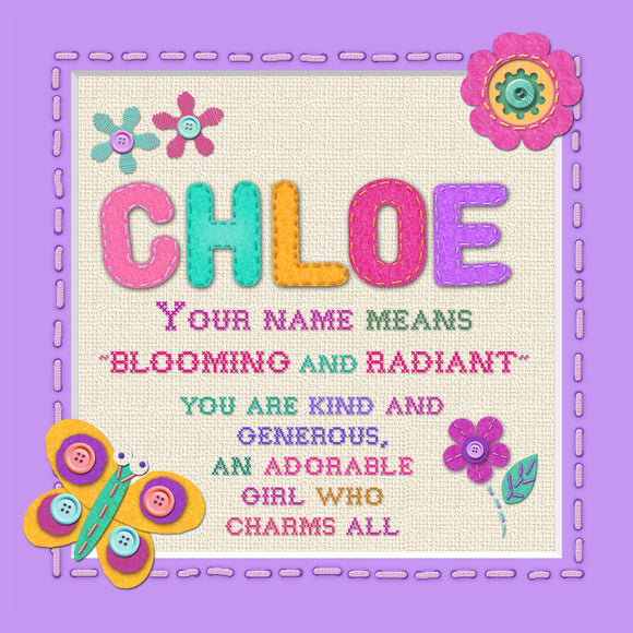 Tidybirds name meanings name definition plaque for kids CHLOE  Nickery Nook