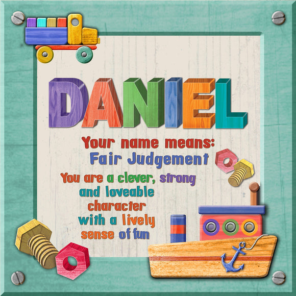 Tidybirds name meanings name definition plaque for kids DANIEL Nickery Nook