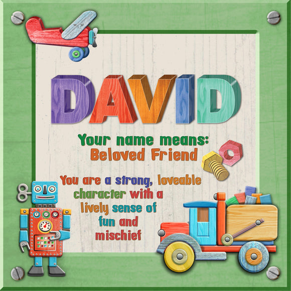 Tidybirds name meanings name definition plaque for kids DAVID Nickery Nook