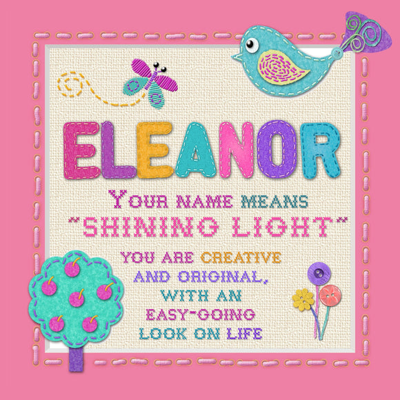 Tidybirds name meanings name definition plaque for kids ELEANOR Nickery Nook