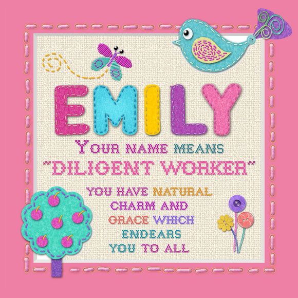 Tidybirds name meanings name definition plaque for kids EMILY  Nickery Nook