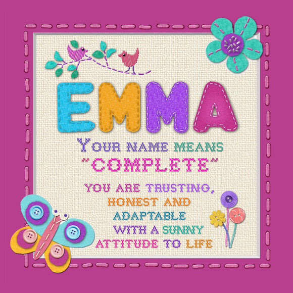 Tidybirds name meanings name definition plaque for kids EMMA  Nickery Nook