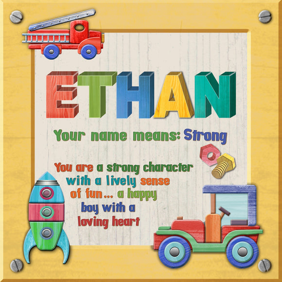 Tidybirds name meanings name definition plaque for kids ETHAN Nickery Nook
