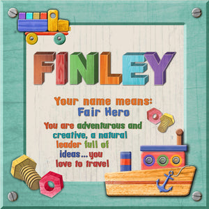Tidybirds name meanings name definition plaque for kids FINLEY Nickery Nook