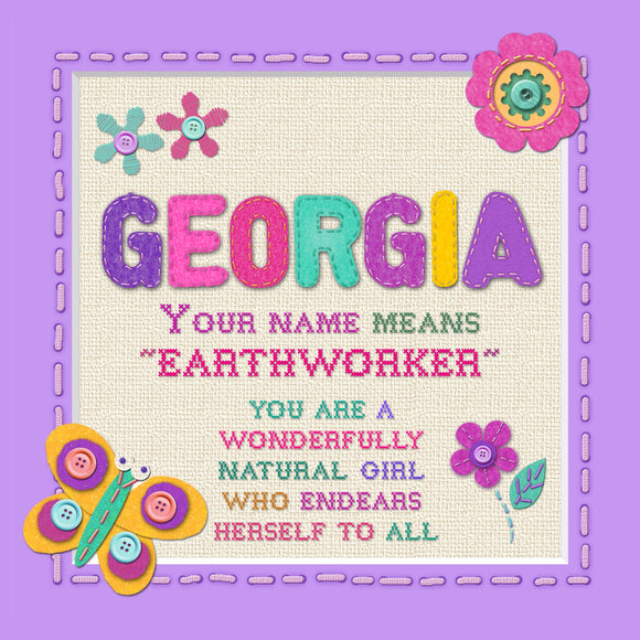 Tidybirds name meanings name definition plaque for kids GEORGIA Nickery Nook