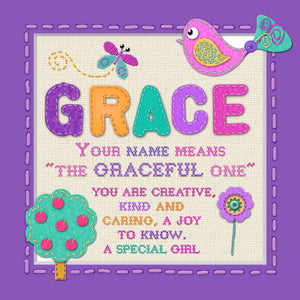 Tidybirds name meanings name definition plaque for kids GRACE Nickery Nook