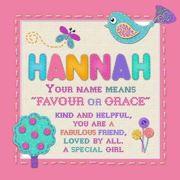 Tidybirds name meanings name definition plaque for kids  HANNAH Nickery Nook