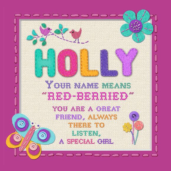 Tidybirds name meanings name definition plaque for kids  HOLLY Nickery Nook