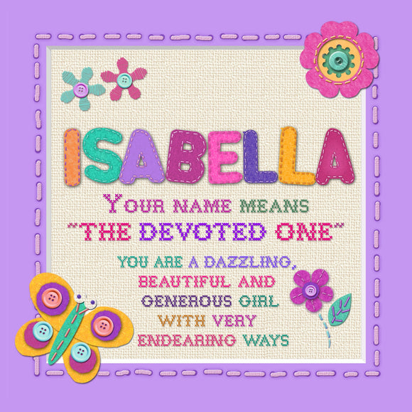 Tidybirds name meanings name definition plaque for kids ISABELLA Nickery Nook