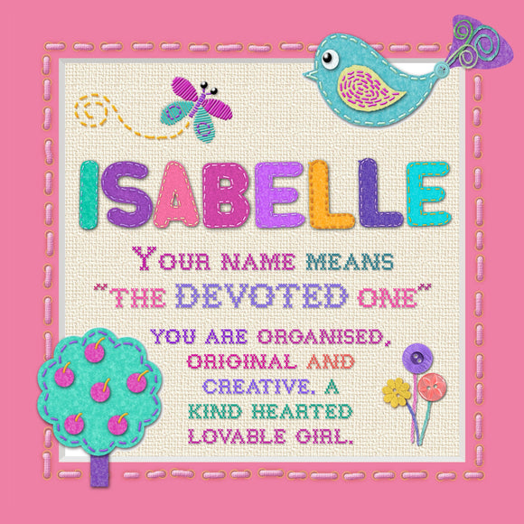 Tidybirds name meanings name definition plaque for kids ISABELLE Nickery Nook