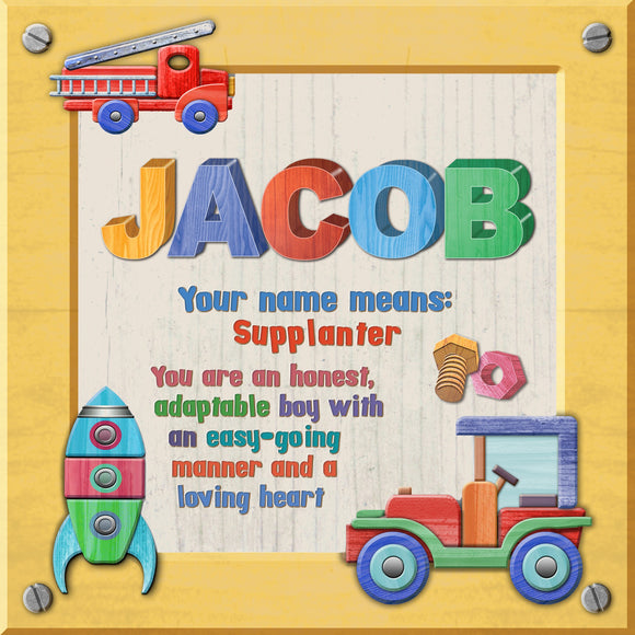Tidybirds name meanings name definition plaque for kids JACOB Nickery Nook