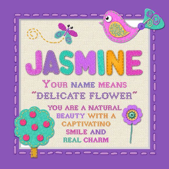 Tidybirds name meanings name definition plaque for kids  JASMINE Nickery Nook
