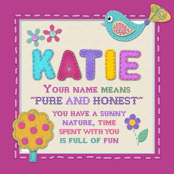 Tidybirds name meanings name definition plaque for kids KATIE Nickery Nook