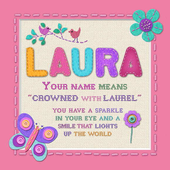 Tidybirds name meanings name definition plaque for kids  LAURA Nickery Nook