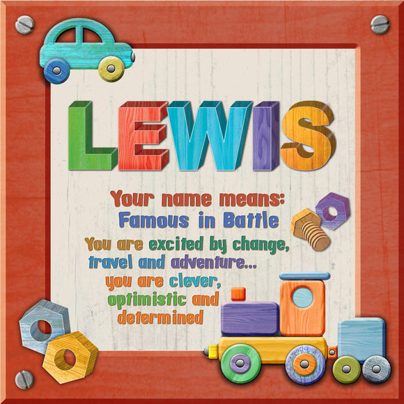 Tidybirds name meanings name definition plaque for kids LEWIS Nickery Nook