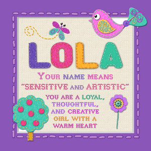 Tidybirds name meanings name definition plaque for kids LOLA Nickery Nook