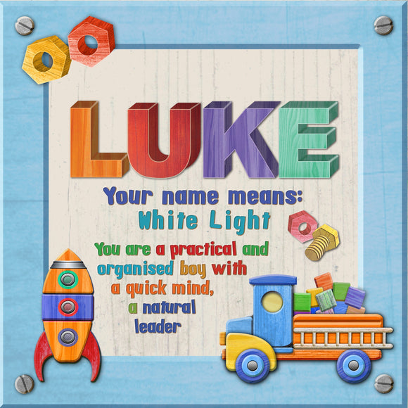 Tidybirds name meanings name definition plaque for kids LUKE Nickery Nook