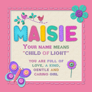 Tidybirds name meanings name definition plaque for kids MAISIE Nickery Nook