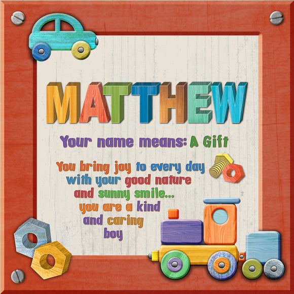 Tidybirds name meanings name definition plaque for kids MATTHEW Nickery Nook