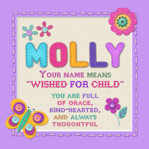 Tidybirds name meanings name definition plaque for kids MOLLY Nickery Nook