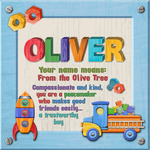 Tidybirds name meanings name definition plaque for kids OLIVER Nickery Nook