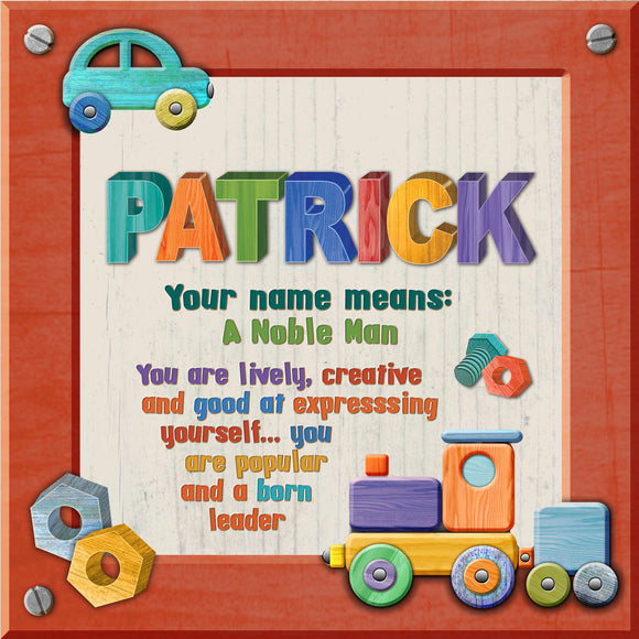 Tidybirds name meanings name definition plaque for kids PATRICK Nickery Nook