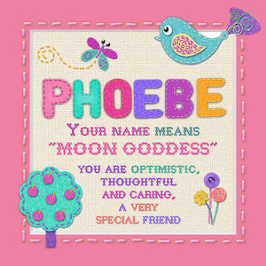 Tidybirds name meanings name definition plaque for kids PHOEBE Nickery Nook