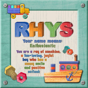 Tidybirds name meanings name definition plaque for kids RHYS Nickery Nook