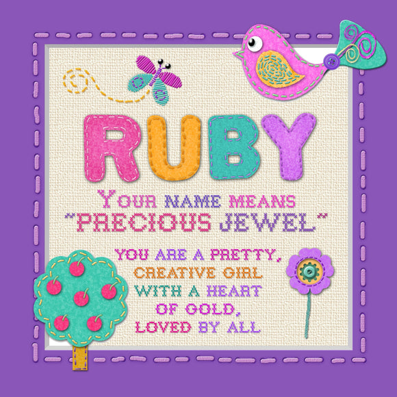 Tidybirds name meanings name definition plaque for kids RUBY Nickery Nook
