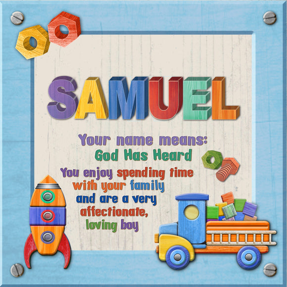 Tidybirds name meanings name definition plaque for kids SAMUEL Nickery Nook