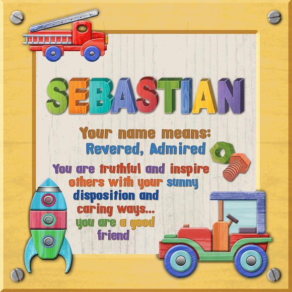 Tidybirds name meanings name definition plaque for kids SEBASTIAN Nickery Nook