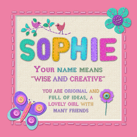 Tidybirds name meanings name definition plaque for kids SOPHIE Nickery Nook