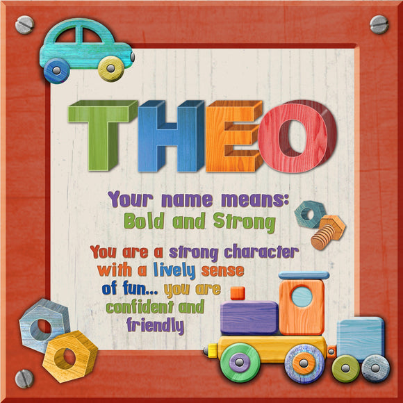 Tidybirds name meanings name definition plaque for kids THEO Nickery Nook