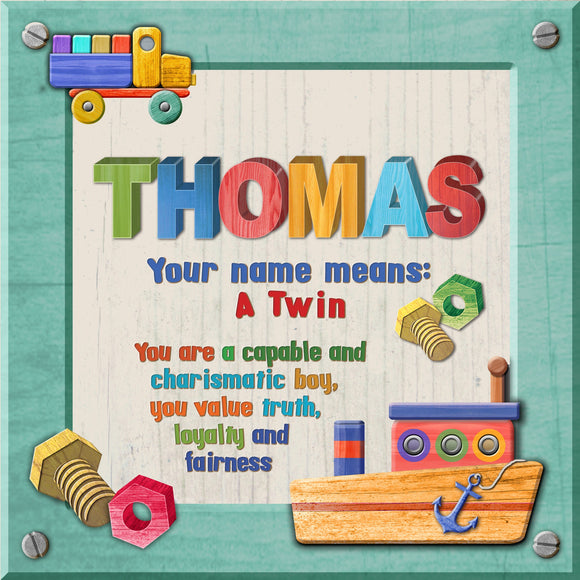 Tidybirds name meanings name definition plaque for kids THOMAS Nickery Nook