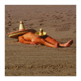 From the Naughty by Nature greetings card range, this cheeky blank card is decorated with a photograph of a naked man lying on the beach - wearing two strategically placed sombrero hats.