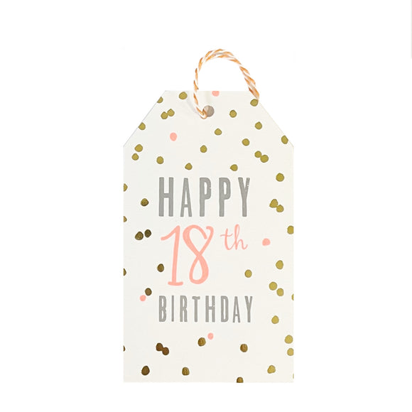 Happy 18th Birthday - single gift tag