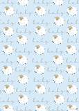 Blue Baby Lambs - Wrapping paper single sheet